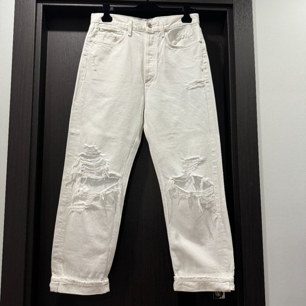 Agolde White 90s Mid Rise Loose Fit Jeans Button Fly, Size 29 - Picture 4 of 17